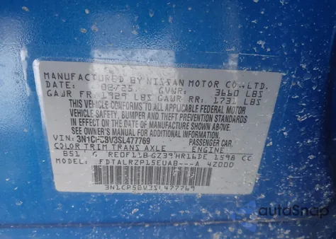 2025 Nissan Kicks Play S from USA, damaged, VIN 3N1CP5BV3SL477769